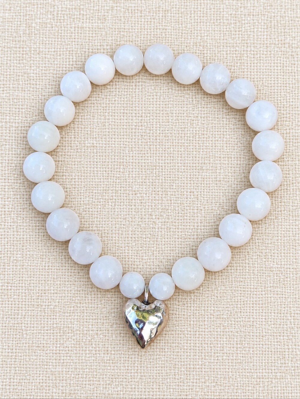 Rainbow Moonstone Beaded Stretch Bracelet | Handmade
